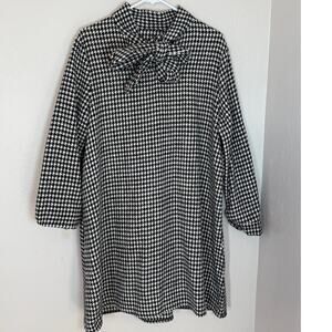 Women's Shein Curve Thick Winter Black White Houndstooth Bow Dress Size 1XL